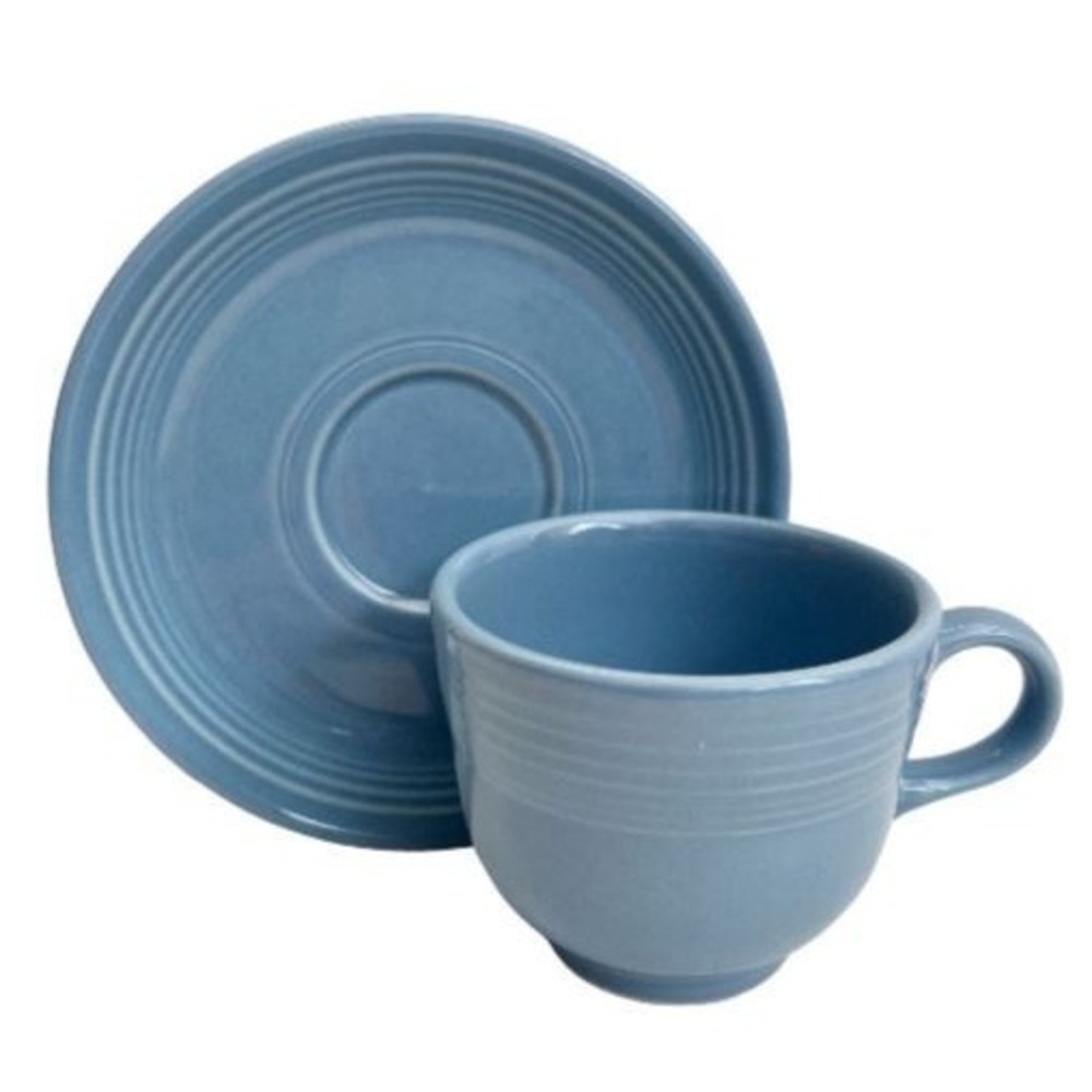 Fiesta Retired Periwinkle Blue Cup and Saucer Homer Laughlin Coffee Tea Ret 2006